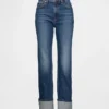 Jeans slim dritti a vita alta con risvolto in stile anni '90
