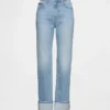 Jeans slim dritti a vita alta con risvolto in stile anni '90