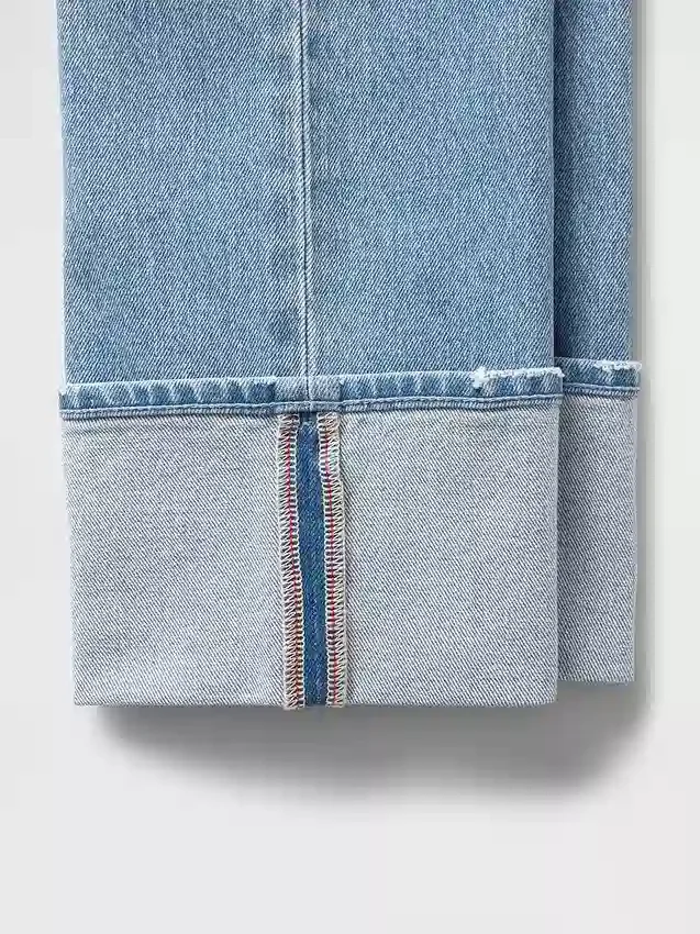 Jeans slim dritti a vita alta con risvolto in stile anni '90