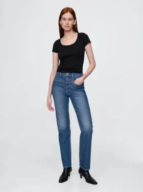 Jeans slim dritti a vita alta in stile western anni ’90