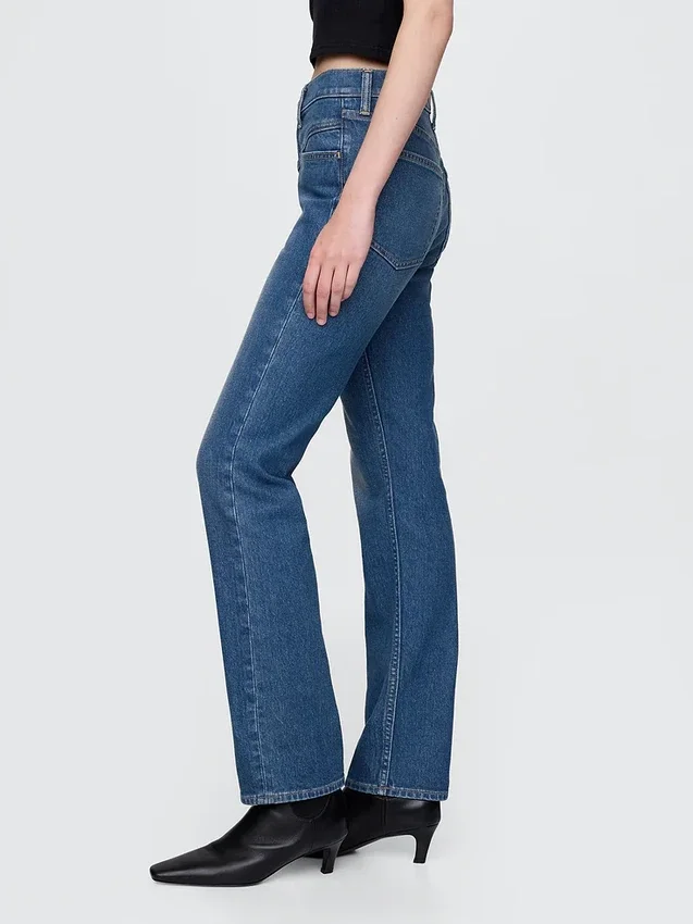 Jeans slim dritti a vita alta in stile western anni ’90