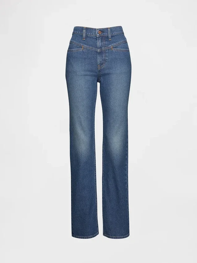 Jeans slim dritti a vita alta in stile western anni ’90