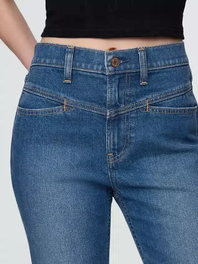 Jeans slim dritti a vita alta in stile western anni ’90
