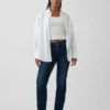 Jeans slim dritti a vita bassa in stile anni '90 per forme sinuose