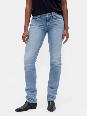 Jeans slim dritti a vita bassa in stile anni ’90 per forme sinuose