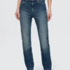 Jeans slim dritti anni ’90 a vita alta con cintura