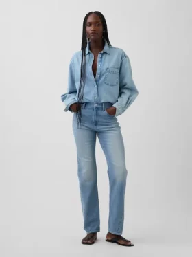 Jeans slim dritti anni ’90 a vita alta con cuciture intrecciate