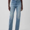 Jeans slim dritti anni ’90 a vita alta con cuciture intrecciate