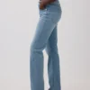Jeans slim dritti anni ’90 a vita alta con cuciture intrecciate