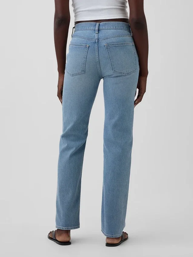 Jeans slim dritti anni ’90 a vita alta con cuciture intrecciate