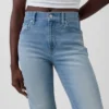 Jeans slim dritti anni ’90 a vita alta con cuciture intrecciate