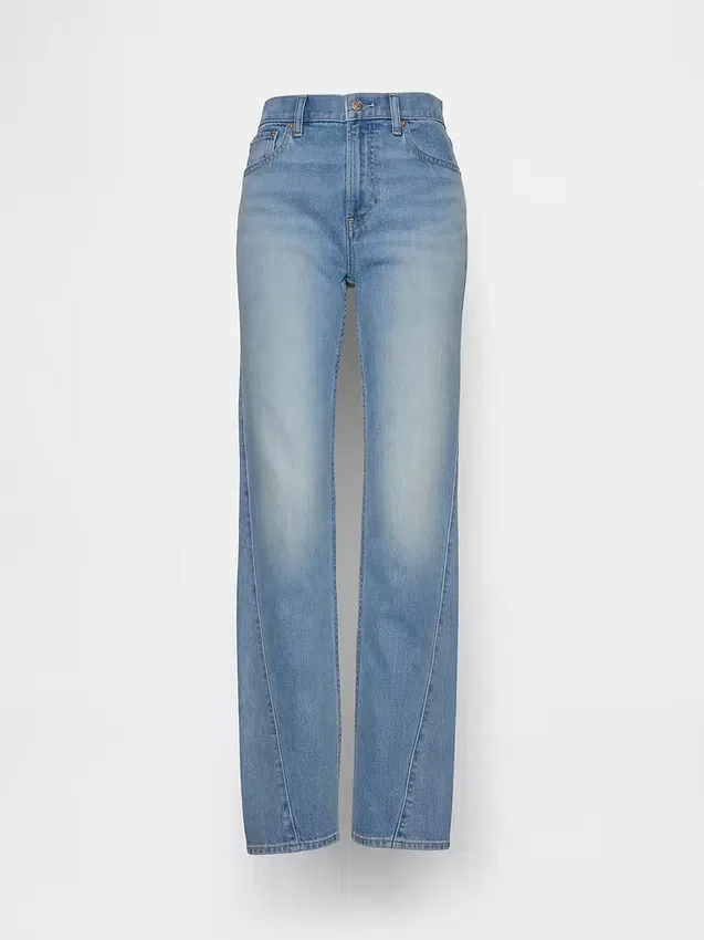 Jeans slim dritti anni ’90 a vita alta con cuciture intrecciate