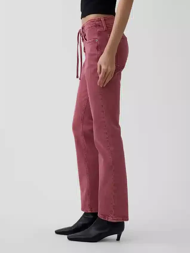 Jeans slim dritti con allacciatura in vita bassa in stile anni '90