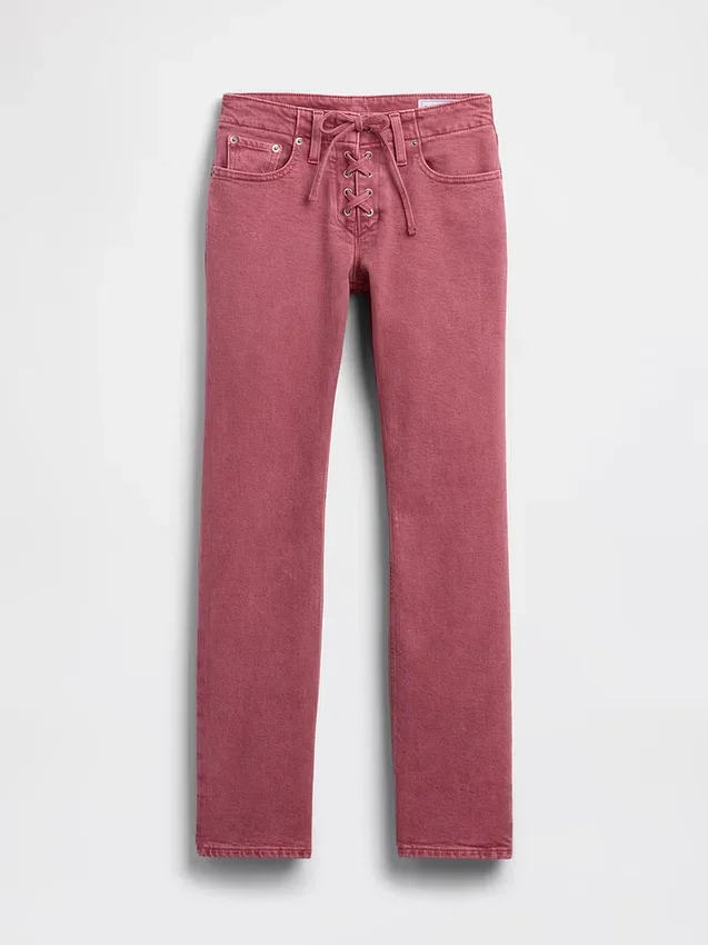 Jeans slim dritti con allacciatura in vita bassa in stile anni '90