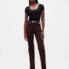 Jeans slim dritti in velluto a coste a vita alta stile anni '90