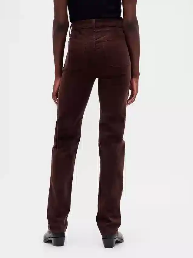 Jeans slim dritti in velluto a coste a vita alta stile anni '90