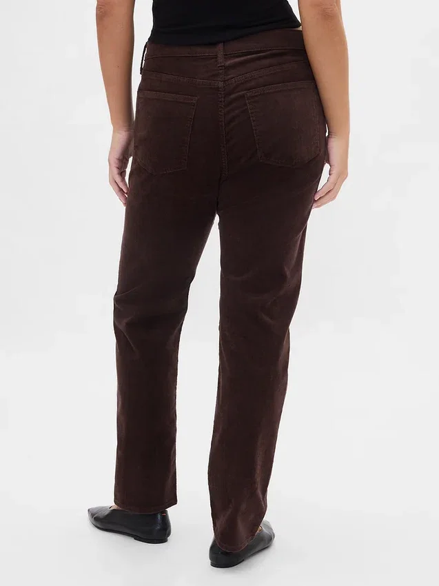 Jeans slim dritti in velluto a coste a vita alta stile anni '90