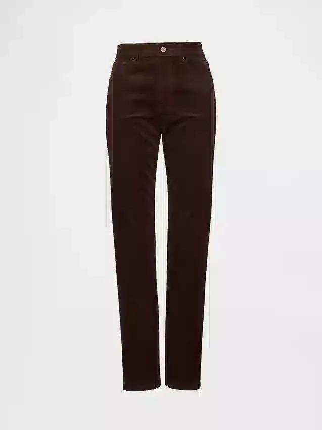 Jeans slim dritti in velluto a coste a vita alta stile anni '90