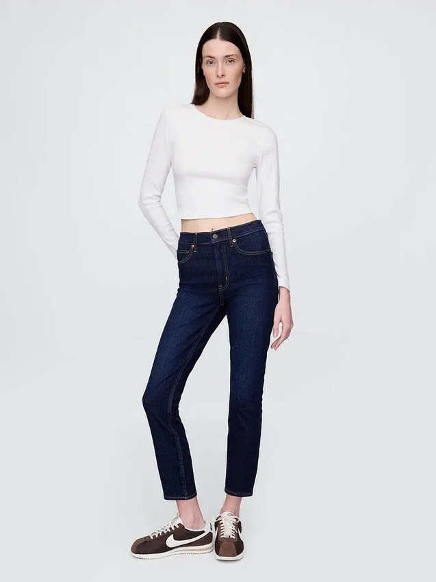 Jeans slim vintage a vita alta