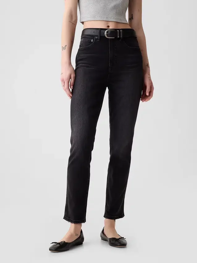Jeans slim vintage a vita alta