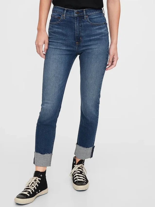 Jeans slim vintage a vita alta