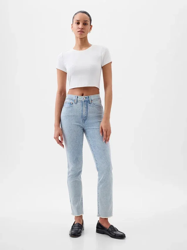 Jeans slim vintage a vita alta