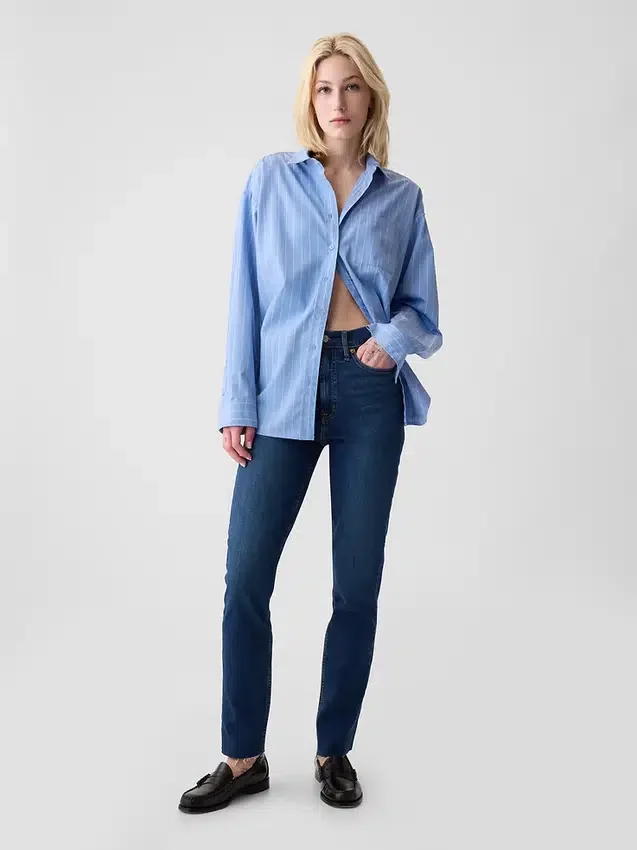 Jeans slim vintage a vita alta