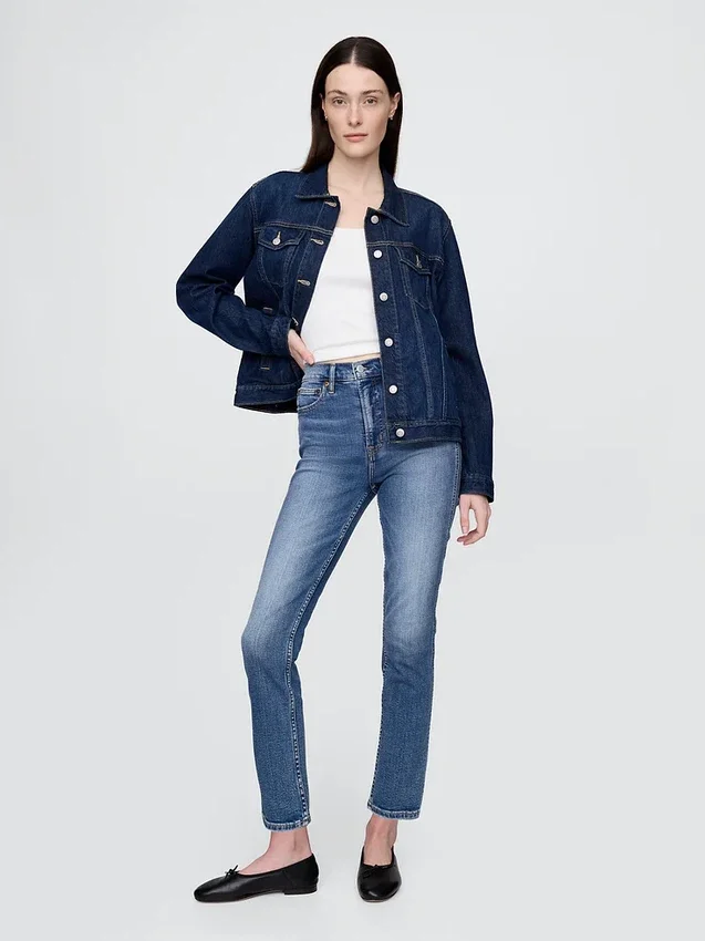 Jeans slim vintage a vita alta