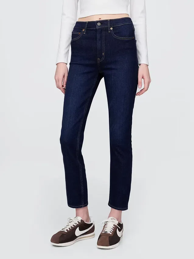 Jeans slim vintage a vita alta