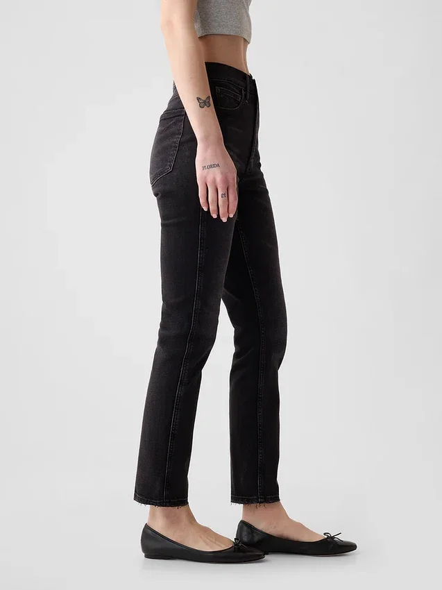 Jeans slim vintage a vita alta