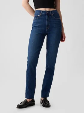 Jeans slim vintage a vita alta
