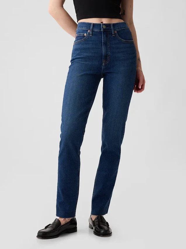 Jeans slim vintage a vita alta