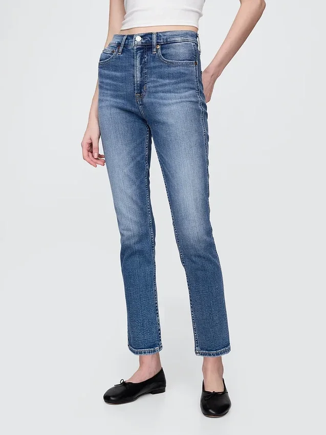 Jeans slim vintage a vita alta