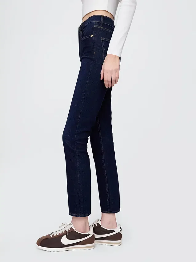 Jeans slim vintage a vita alta
