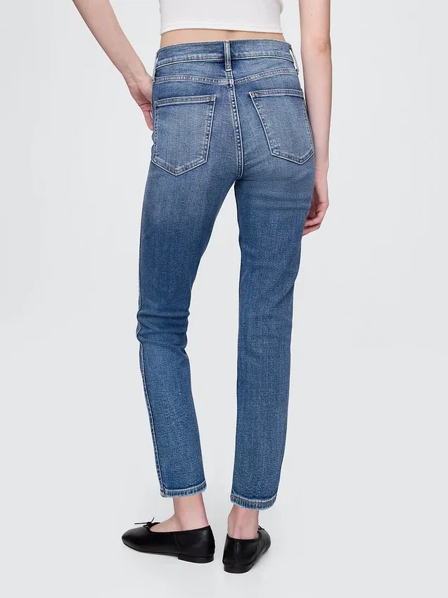Jeans slim vintage a vita alta