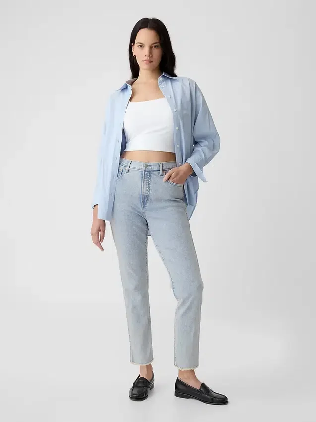 Jeans slim vintage a vita alta