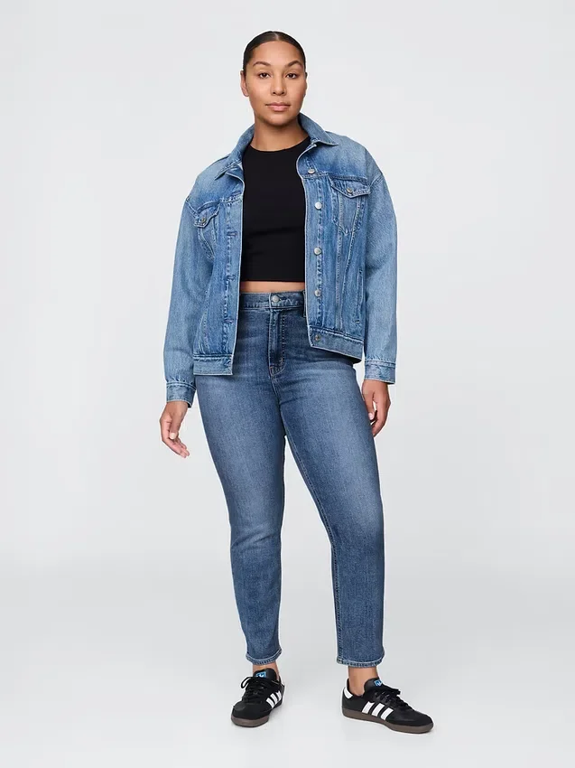 Jeans slim vintage a vita alta