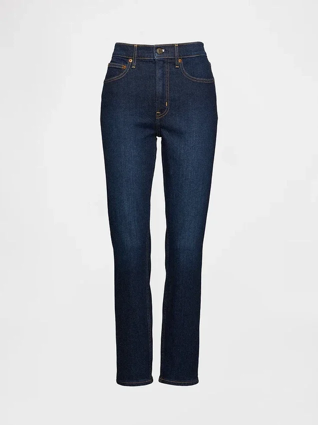 Jeans slim vintage a vita alta