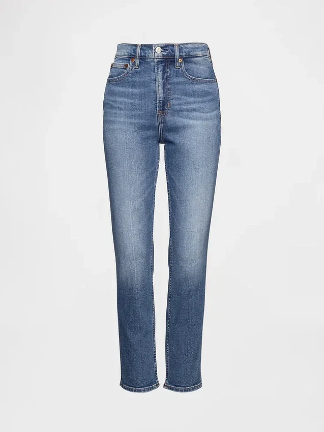 Jeans slim vintage a vita alta