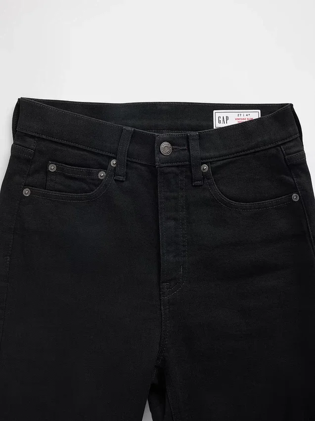 Jeans slim vintage a vita alta