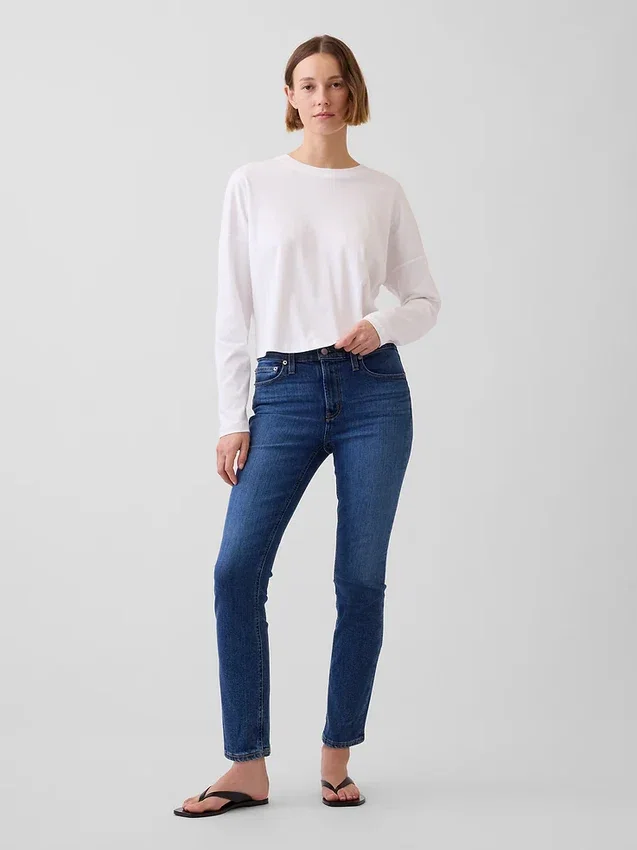 Jeans slim vintage a vita media
