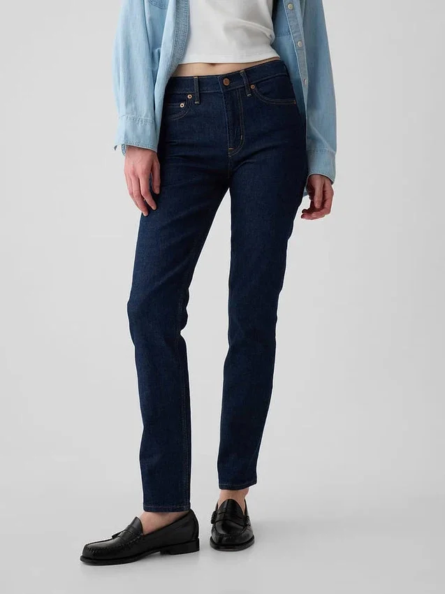 Jeans slim vintage a vita media
