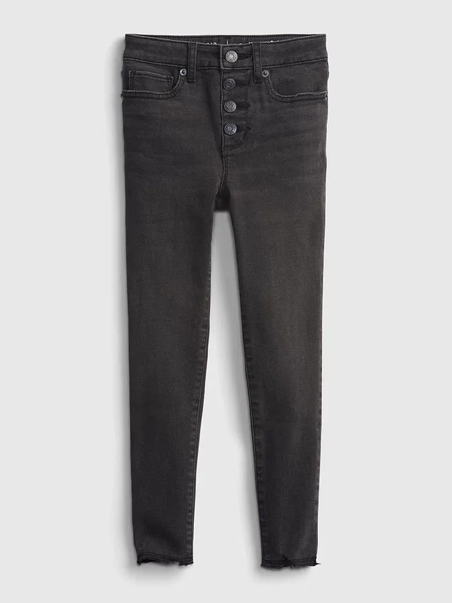 Jeggings a vita alta e effetto consumato per bambini