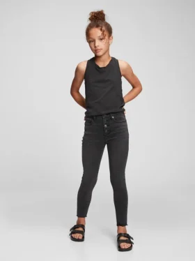 Jeggings a vita alta e effetto consumato per bambini