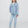 Jeggings a vita media senza chiusura per bambini
