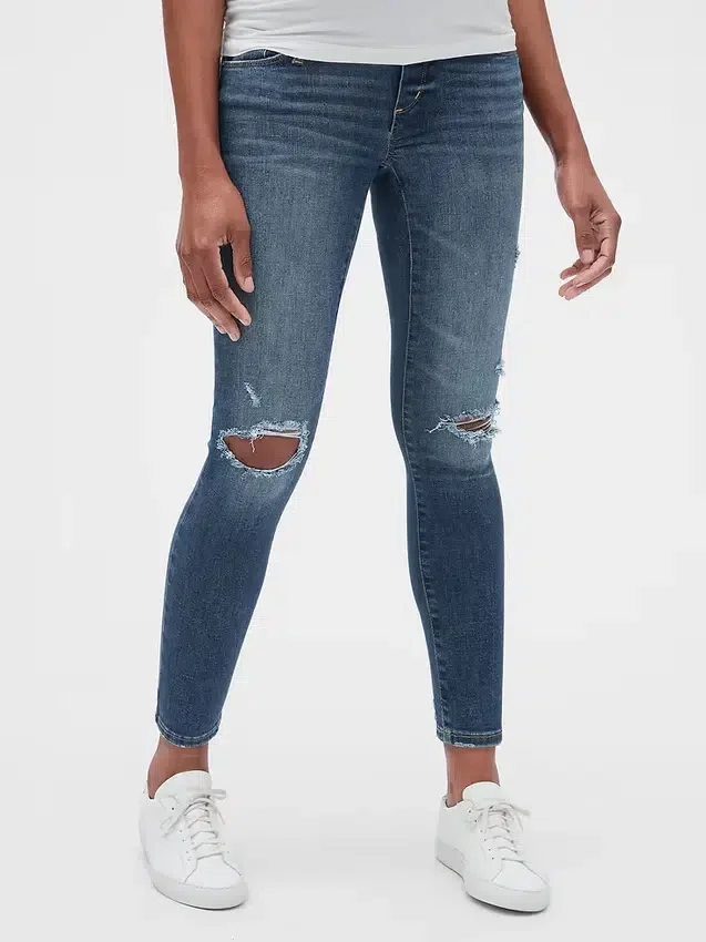 Jeggings premaman "Favorite" con pannello intero effetto consumato