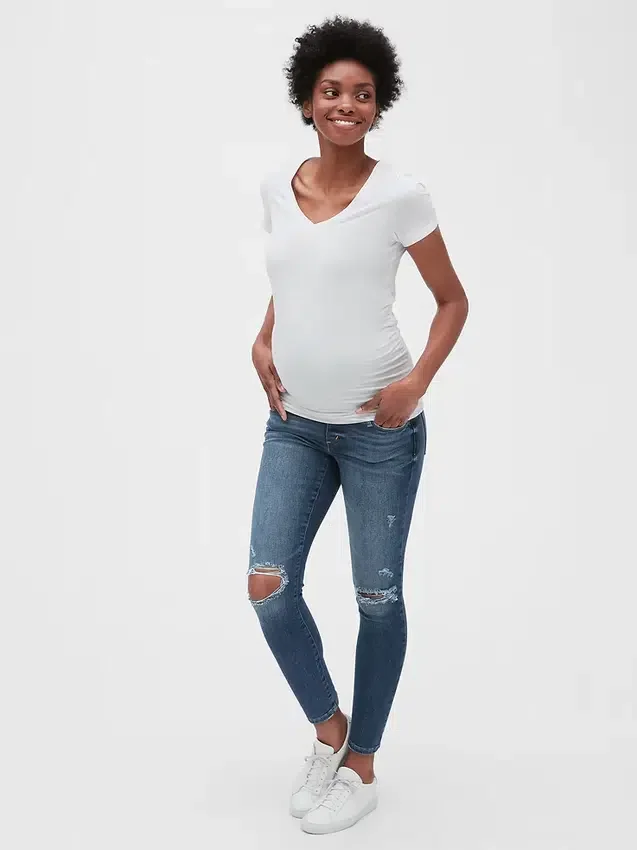 Jeggings premaman "Favorite" con pannello intero effetto consumato