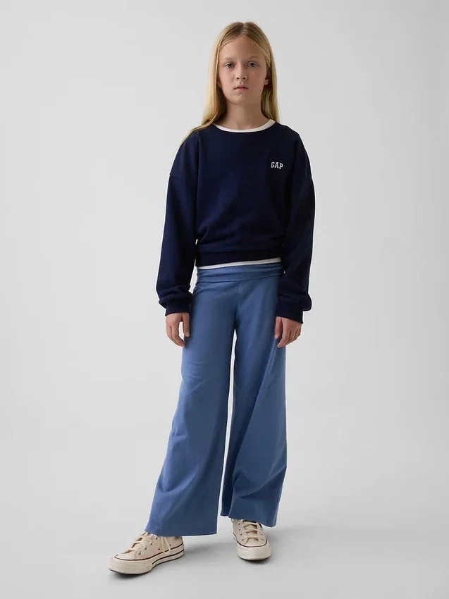 Leggings a gamba larga con orlo ripiegato per bambini
