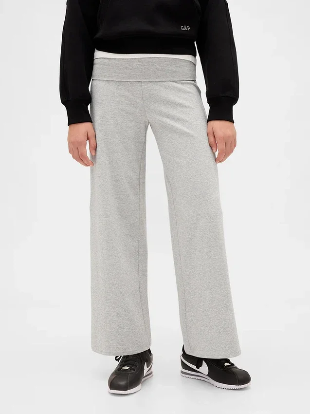 Leggings a gamba larga con orlo ripiegato per bambini