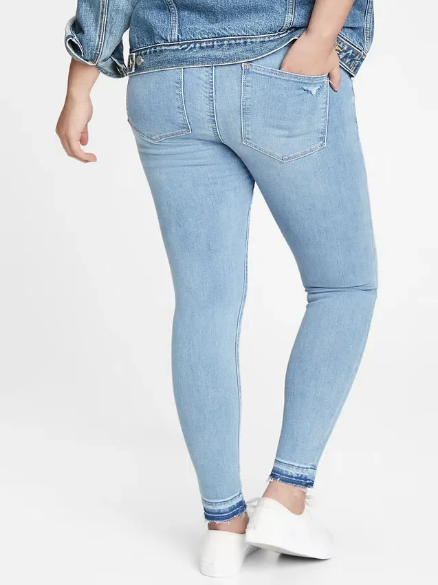 Leggings jeans premaman a pannello intero con effetto consumato